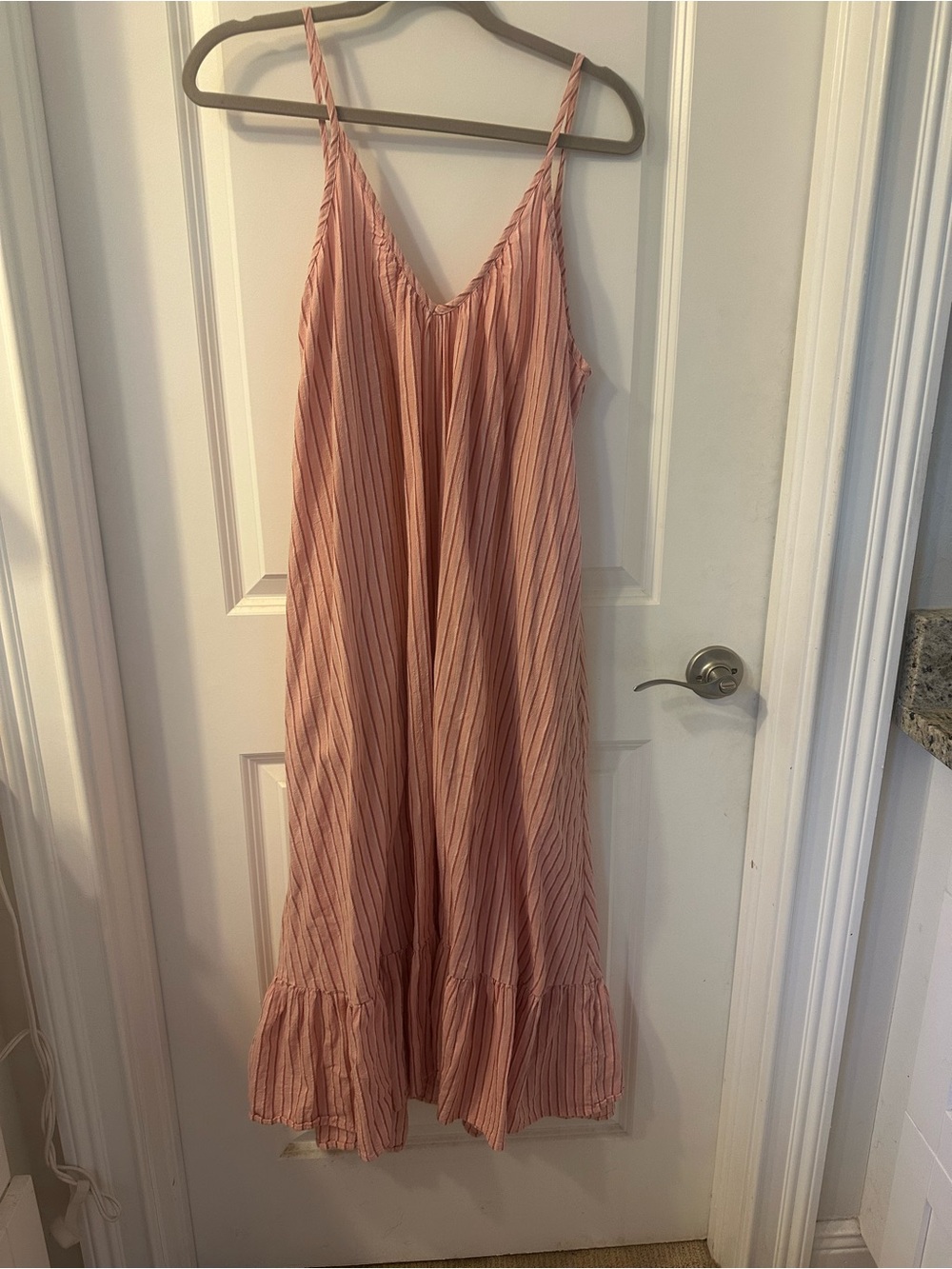 Stitch Drop Blush Pink Striped Maxi Dress